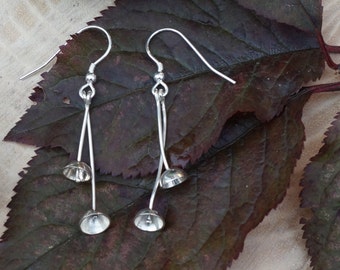 Berries Bell Drop dangle tactile Earrings Handmade Sterling Silver,  Nature, Flower earrings, Leaf earrings, Modern Jewelry, Nature