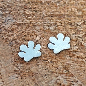 Paw Print Earrings Handmade Silver - Animal earrings - Dog earrings - Silver paw studs - Cute Animal studs - Dog lover Animal lover gift