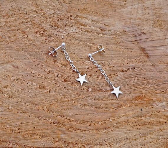 Star Drop Earrings Handmade Sterling Silver Shooting Star Etsy