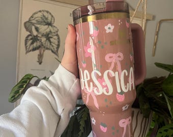 Handpainted Strawberry or Bow Stanley’s 40oz