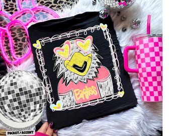 Preppy EAGLES-mascotte-t-shirtontwerp met glitters / ALLEEN digitaal