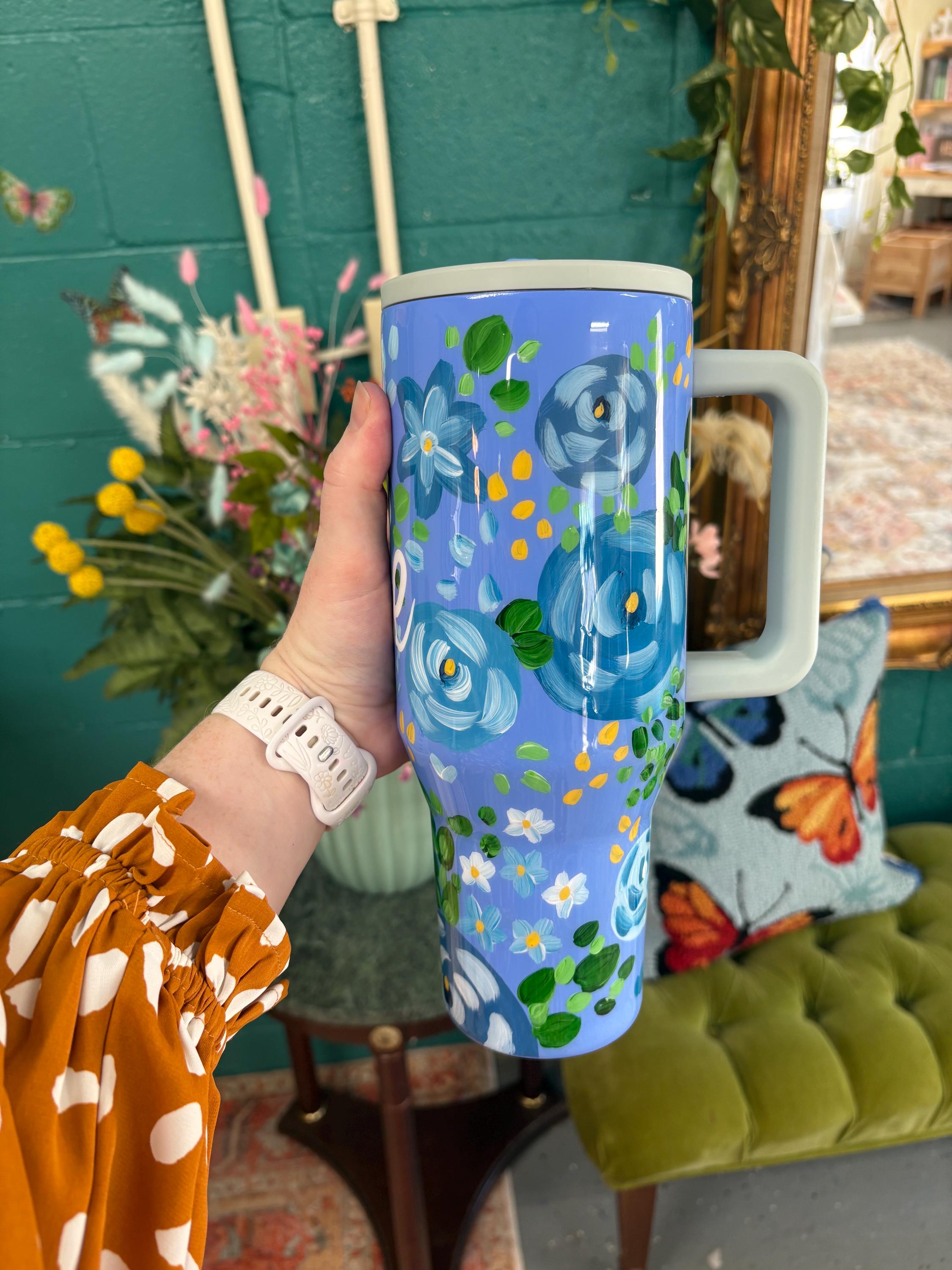 Manchon Hydrojug Noir Motif Floral Acier Inoxydable - Neuf