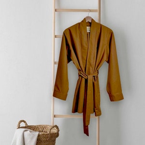 Natural Raw Silk Robe With Pockets Unisex Fit Robe For Men or Women image 1