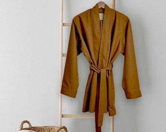 Natural Raw Silk Robe With Pockets | Unisex Fit Robe For Men or Women