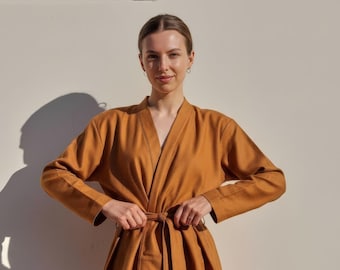 Raw Silk Robe Jacket | Washable Silk Short Spa Vacation Bath Robe For Lounge and Travel