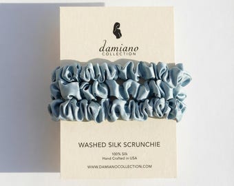 Washed Mulberry Silk Scrunchie Set | Hand Crafted in USA