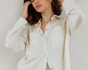 Raw Silk Relaxed Fit Pocket Shirt With Snap Placket | Handmade To Order