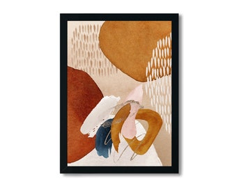 Beige Gold Abstract Watercolor Art Print: Minimalist Home Decor (Digital Download)