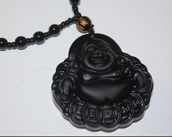 Black Buddha Pendant Necklace