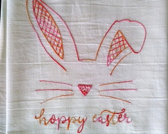 Embroidery Towel Kit Hoppy Easter Bunny Flour Sack Tea Towel