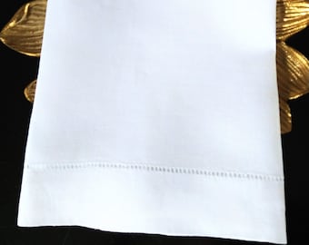 Linen Towel Hemstitched White Hand Towel-Guest Towel Blanks