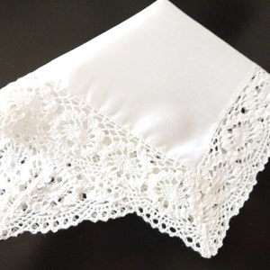 Wide Crochet Lace Hankie for Embroidery, Weddings, Gift and Crafts