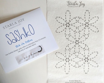 Patrón de flor sashiko para pegar: Reparación y decoración