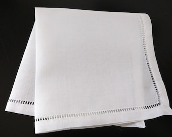 Large Size 100% Linen Hemstitched White Handkerchief Blanks