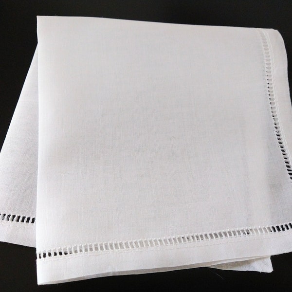 Large Size 100% Linen Hemstitched White Handkerchief Blanks