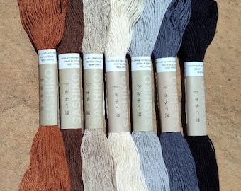 Earthy Natural Japanese Sashiko Thread Pack 7 Colors