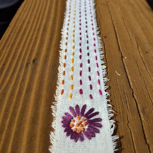 Sashiko Linen Bookmark Kit with Stick-On Pattern & Embroidery Stitches