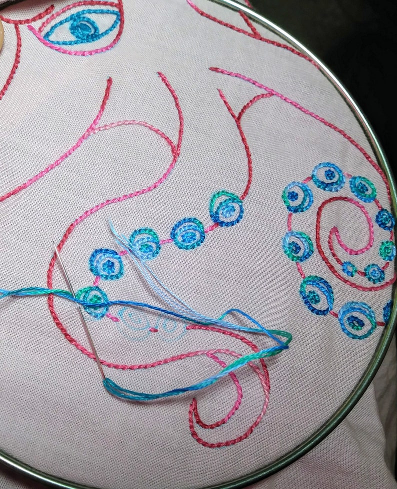 Octopus embroidery pattern with instructions in two large  etsy Octopus embroidery pattern with instructions in two large  etsy