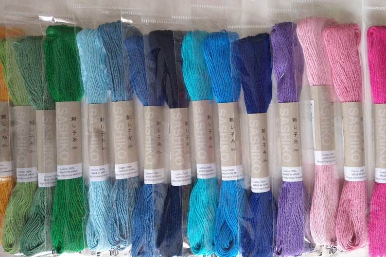 24 Colors Japanese Sashiko Threads 100% Cotton image 2