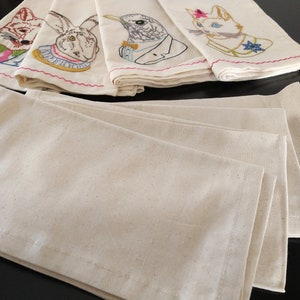 Natural Cotton Napkin Set of (4) for Embroidery, Applique, and Crafting Blank