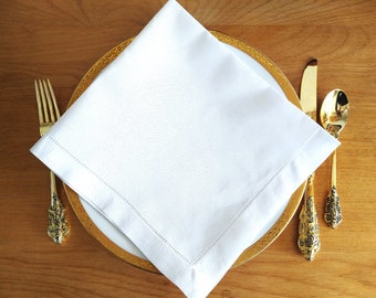 NEW Linen Dinner Napkins Hemstitched Pure Loveliness