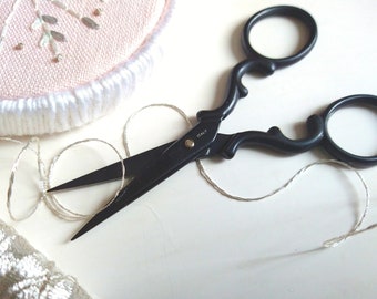 Italian Black Embroidery Scissors European Design Made in Italy