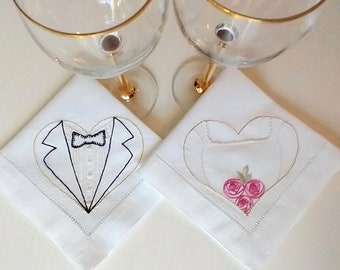 Bride & Groom Hearts Stick-On Embroidery Pattern and