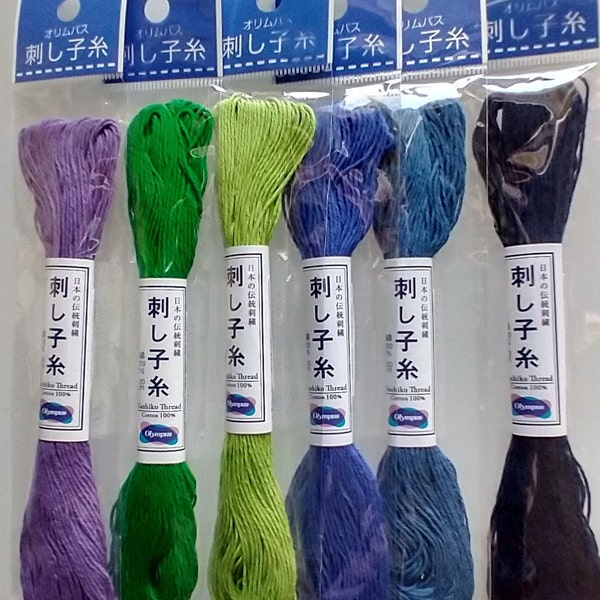 Lovely Greens, Blues & Purple-- Sashiko Threads 6 Pack Multiple Colors