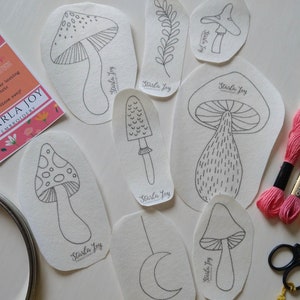 23 Stick-n-Stitch Mushroom Patterns Wee Fun Embroidery Designs for towels, totes, clothes, and MORE!