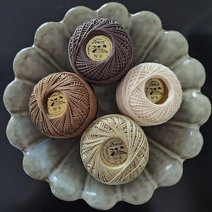 Earthy Neutrals From Spain--Beautiful # 8 Perle Cotton Threads 4 Pack