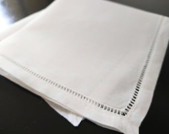 100% Linen Hemstitched White Hankie Blanks