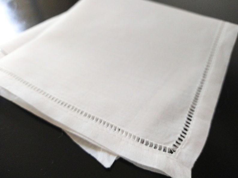 100% Linen Hemstitched White Hankie Blanks image 1