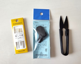 Sashiko Needles, Thimble & Thread Cutter- Tools for Japanese Stitching!