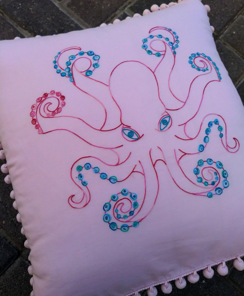 Octopus embroidery pattern with instructions in two large  etsy Octopus embroidery pattern with instructions in two large  etsy