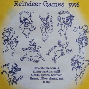 18 Christmas Patterns Reindeer Embroidery Iron Transfer Easy!!