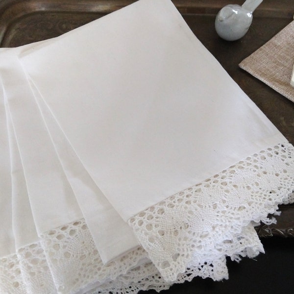 Towel-Beautiful Wide Crochet Lace Cotton Hand Towel Blanks for Embroidery, Crafting