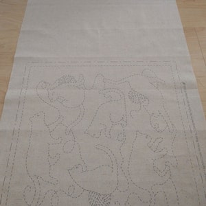 Cats Play Sashiko Japanese Pre-Printed Project image 4