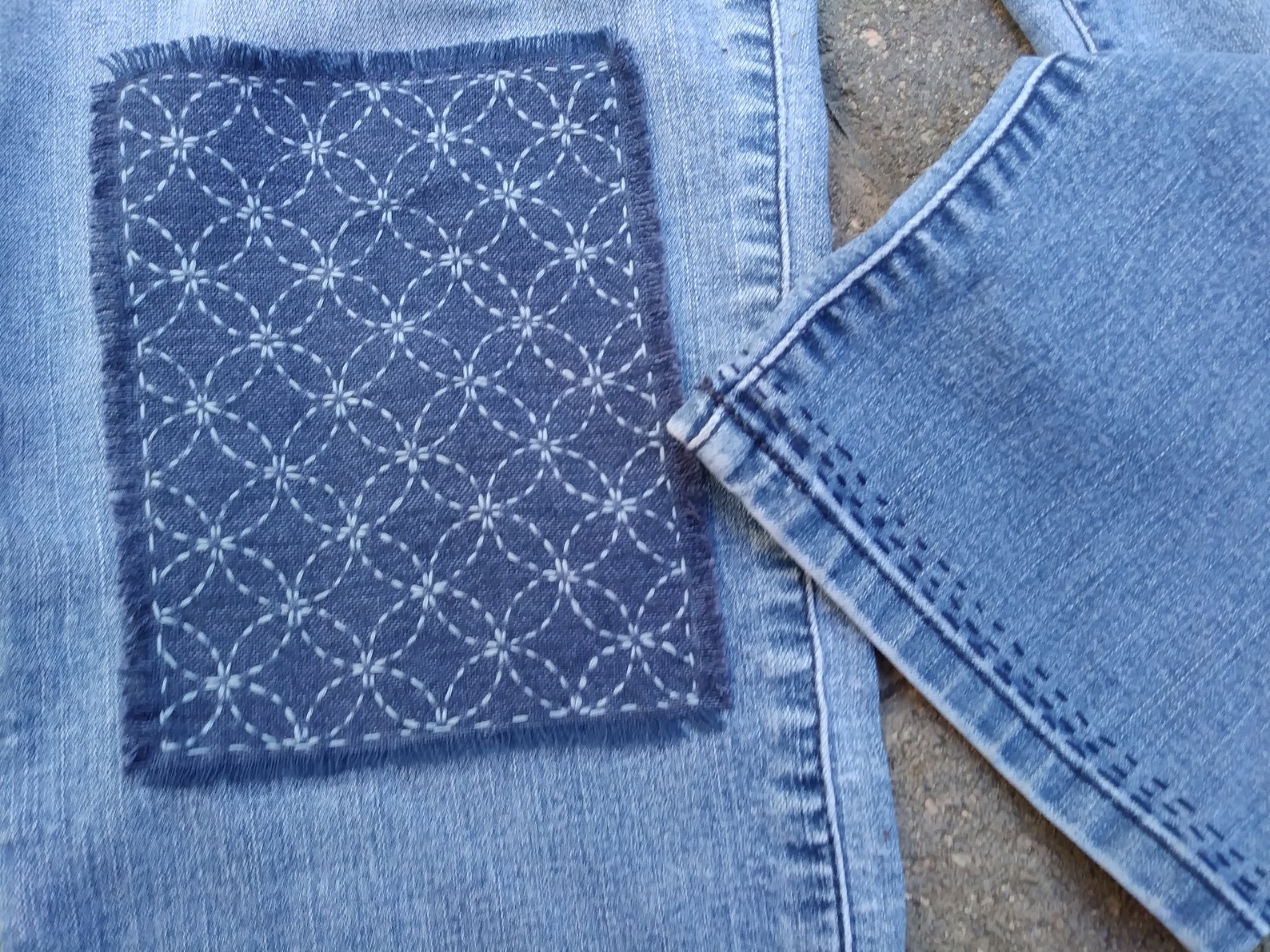 Sashiko Denim Patches for Embroidery and Mending 6 Pattern Etsy
