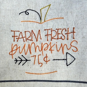 Stick-On Fall Embroidery Pattern Farm Fresh Pumpkins
