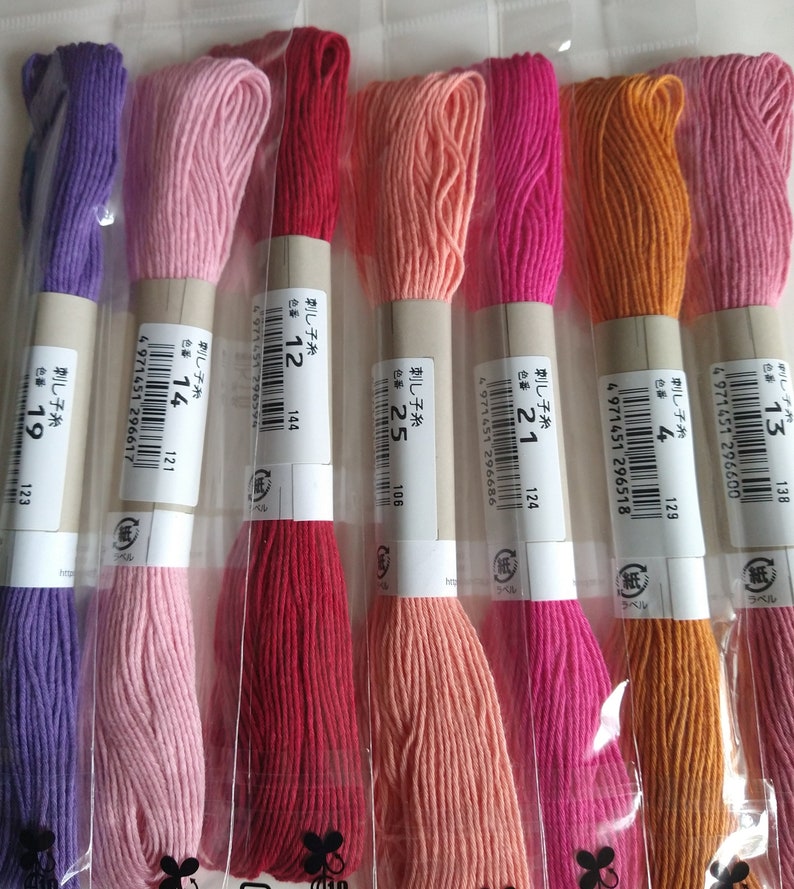 24 Colors Japanese Sashiko Threads 100% Cotton image 3