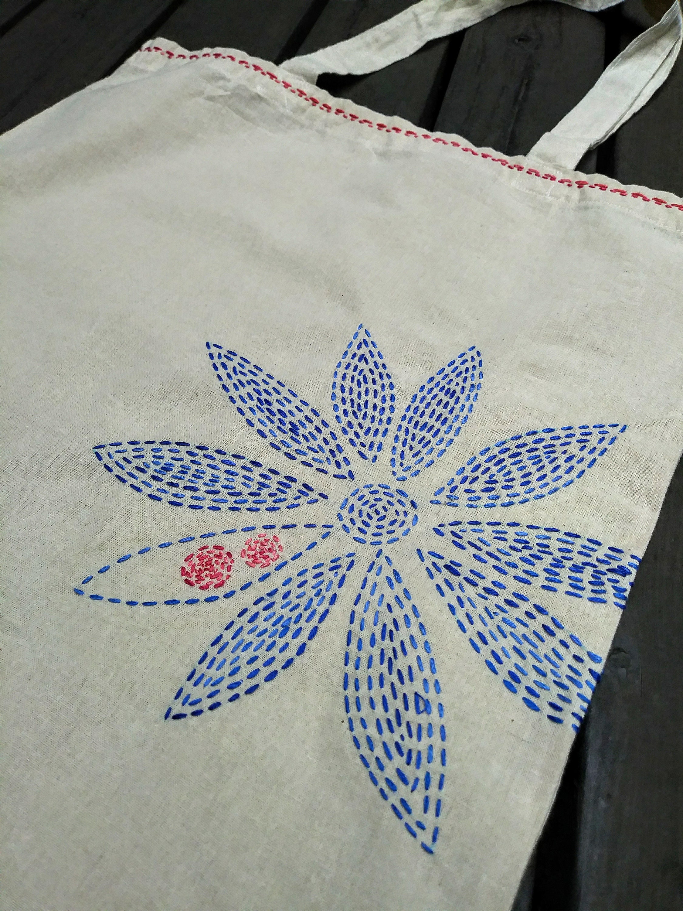 Modern Sashiko Embroidery Tote Bag Kit - Etsy