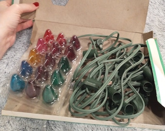 Christmas Yuletide Christmas Lights | Vintage Holiday Christmas Lights in Original Box | 80s Christmas Display Light Box UNTESTED RARE FIND