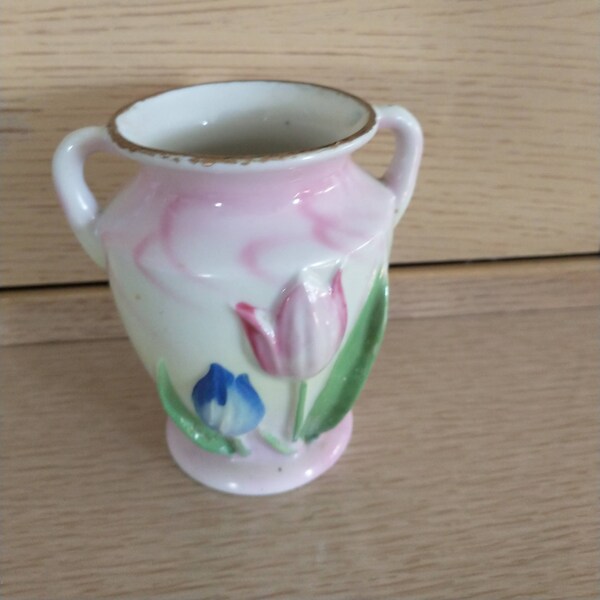 Trico Japan Hand Painted Double Handled Vase | Mini Bud Vase by Trico Japan | Vintage Double Handled Bud Vase | Hand Painted Vase*