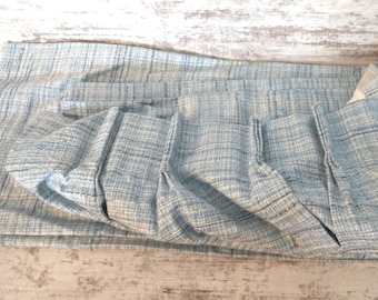 Vintage Mid Century Blue Pinch Pleat Drapes: 2 Panel Set