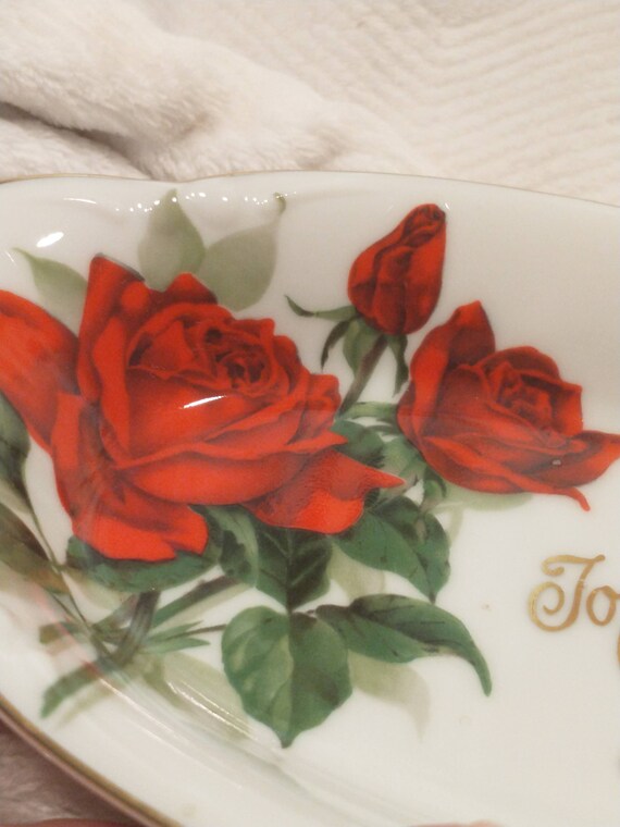 Red Rose Trinket Dish | Gold Edged Mother's Gift,… - image 7