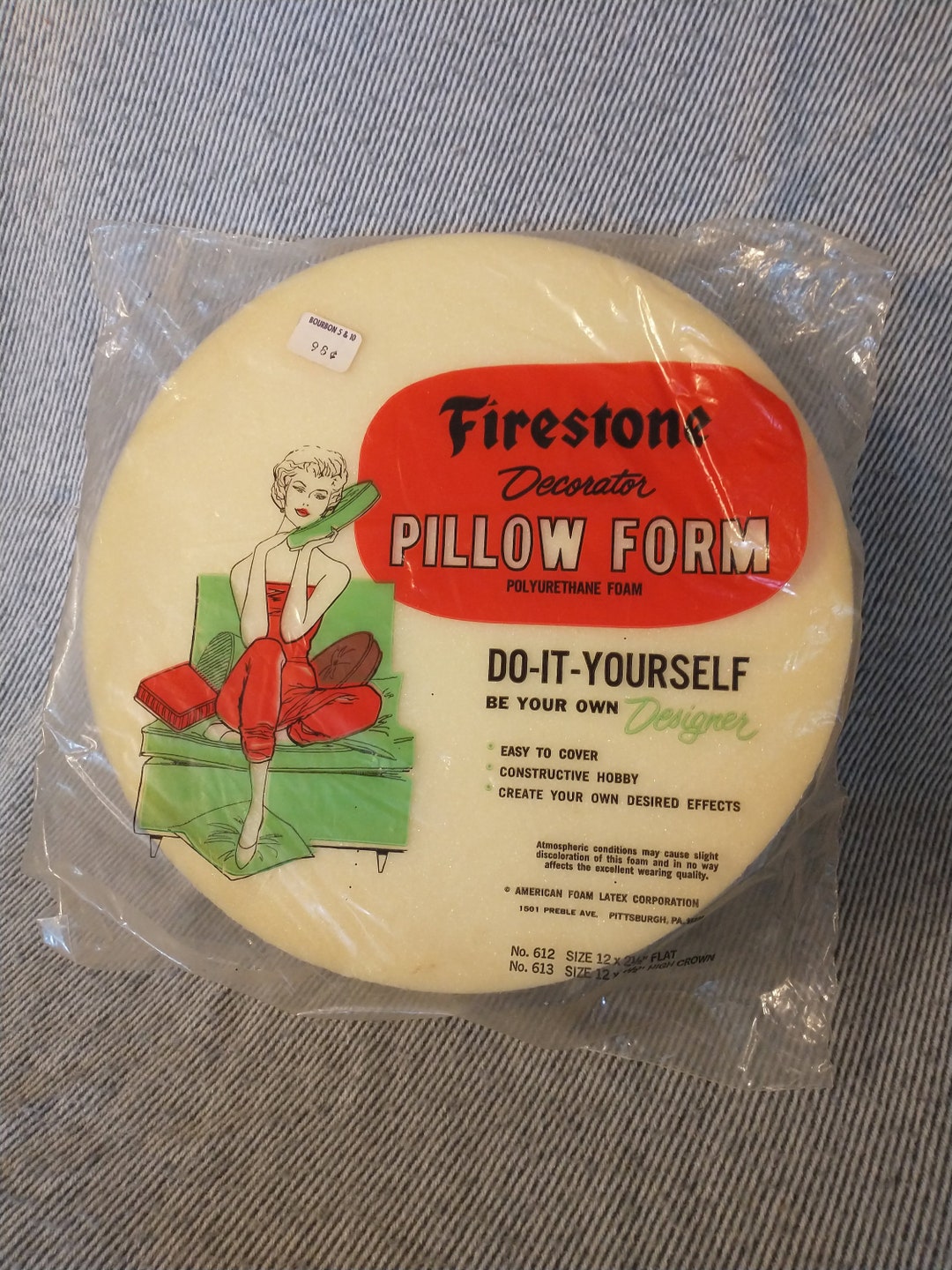 1960s Foam Pillow Form Vintage Circle Pillow Form Vintage New Old Stock