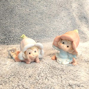 Vintage Homco Ceramic Pixies: Cottagecore Decor (Set of 2