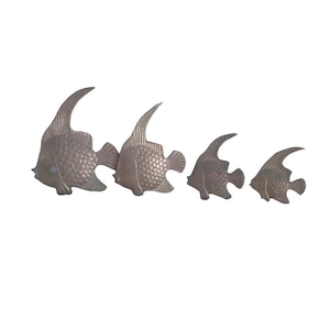 MCM Brass Fish Wall Hangings Set of 4 | Mid Century Brass Fish | 4 Brass Fish for Wall | Wall Art Fish in 4 Sizes ,Fisherman Aesthetic Decor