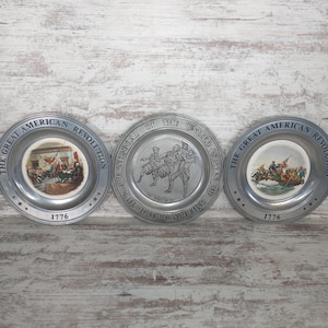 Bicentennial Commemorative Metal Plate Set: 1776 American Revolution