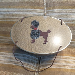 Princess Poodle Sewing Basket | Gold Oval Sewing Basket | Mid Century Oval Sewing Basket w/ Poodle |Vintage Sewing Caddy | Sewing Storage